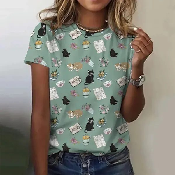 Floral Print Round Neck T-Shirt