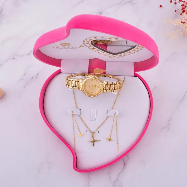 Round Quartz Watch and Jewellery Gift Set