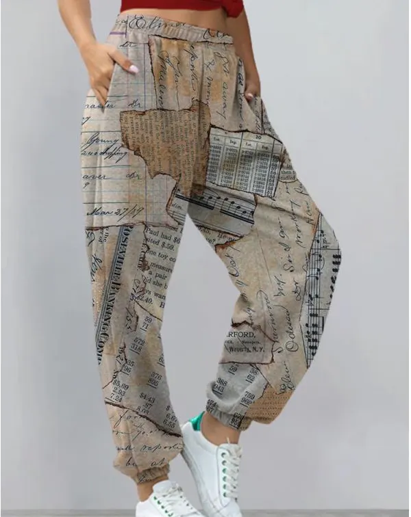 Printed High-Waist Harem Trousers with Pockets