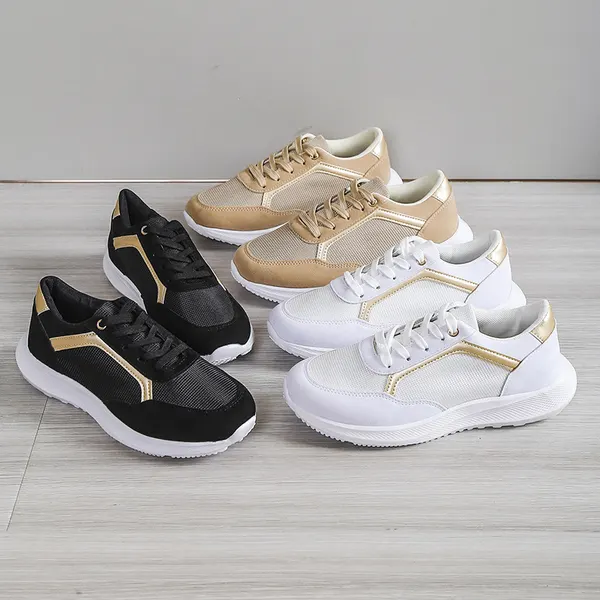 Polka Dot Mesh Lace-Up Sneakers