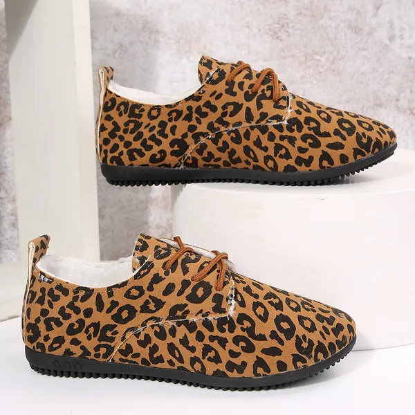 Leopard Print Flat Snow Boots