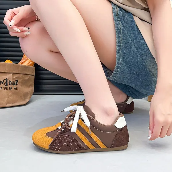 Retro Spliced Lace-Up Trainer
