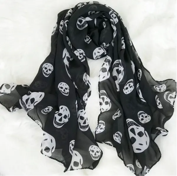 Chiffon Long Scarf with Curled Edges