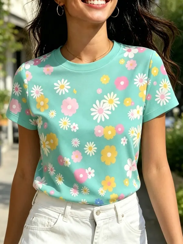 Colorblocked Stripe Short Sleeve Tee