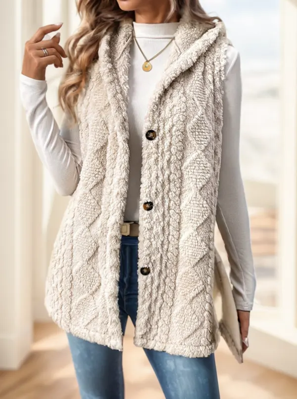 Red Hooded Fleece Vest