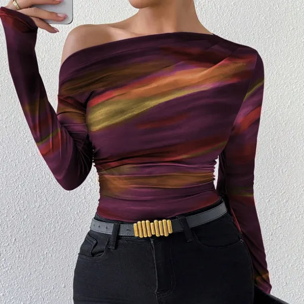 Tie Dye Ruched Sleeve Crop Top
