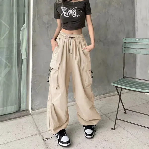 Relaxed Straight-Leg Work Pants in Apricot