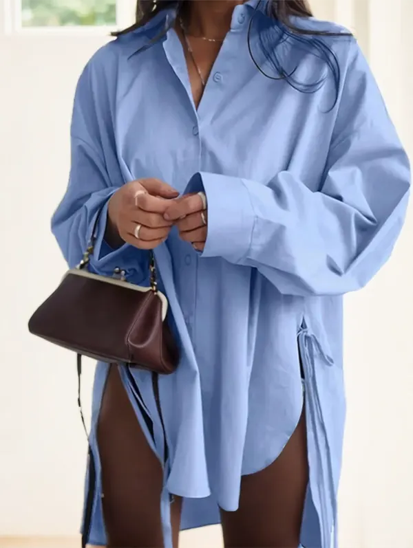 Drop Shoulder Semi-Sheer Shirt