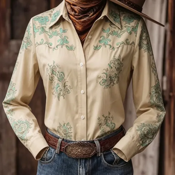 Floral Embroidered Western Shirt