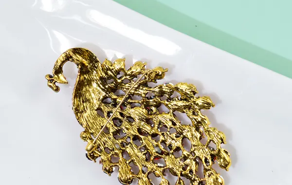 Rhinestone Peacock Brooch