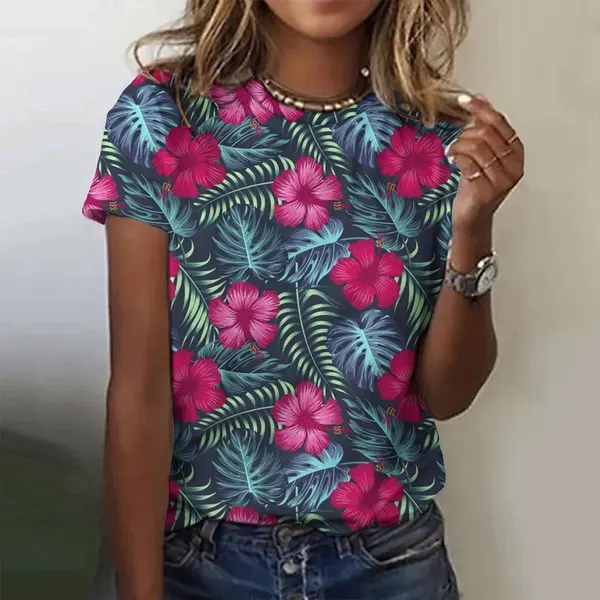 Loose Heart and Animal Print T-Shirt