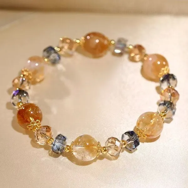 Multi-Gemstone Two-Tone Beaded Bracelet