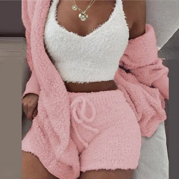 Three-Piece Plush Loungewear Set