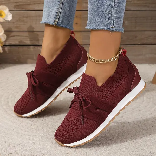 Lace-Up Breathable Mesh Flats