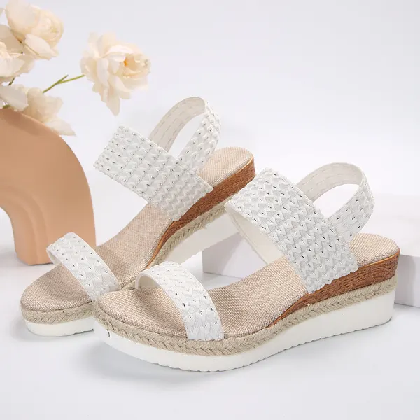 PU Peep-Toe Wedge Sandals