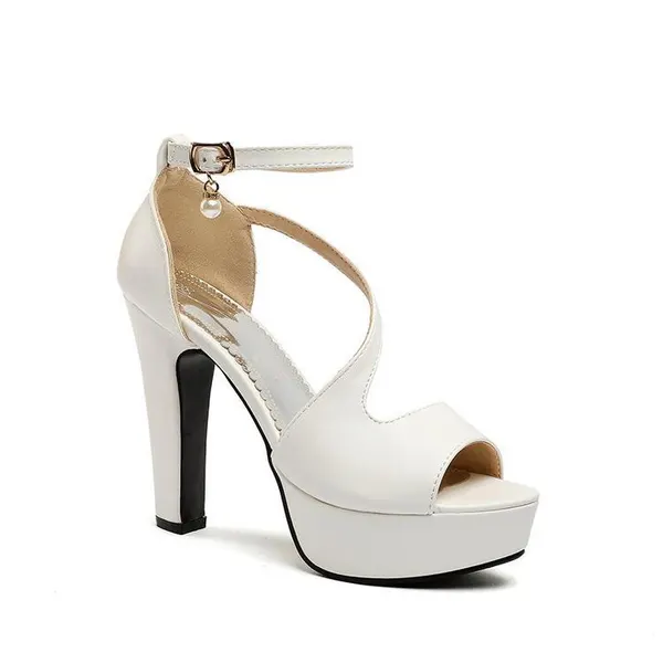 Peep-Toe Block Heel Roman Sandals