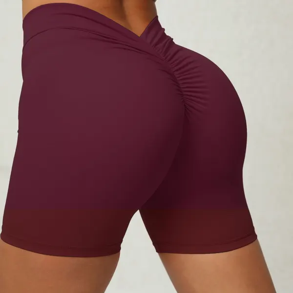 Deep-V Ruched Yoga Shorts