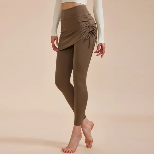 Skirt-Overlay High-Waist Yoga Leggings