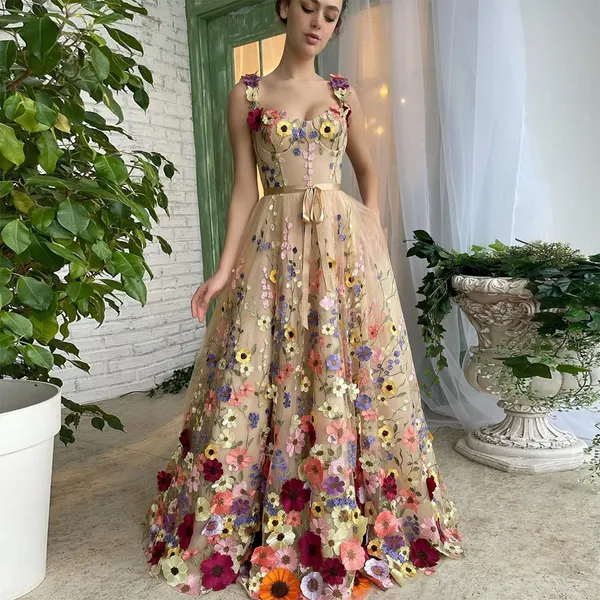 3D Floral Lace Sweetheart Prom Dress