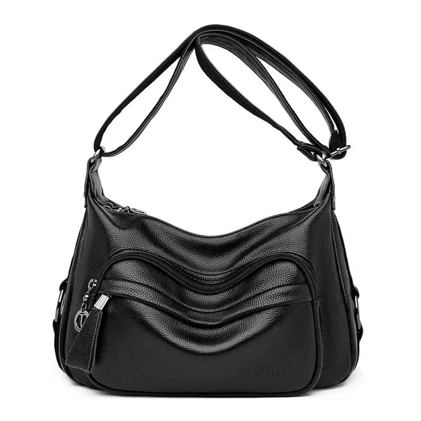 Soft PU Shoulder Bag with Zip Compartments