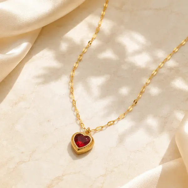18K Gold Plated Heart Zircon Necklace