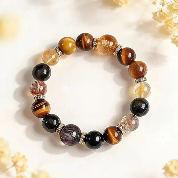 Golden Obsidian and Citrine Beaded Bracelet