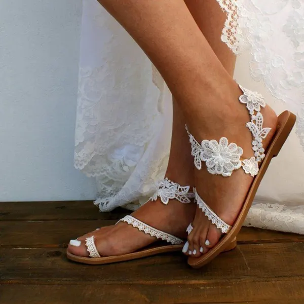 Floral Ankle Strap Flat Sandals