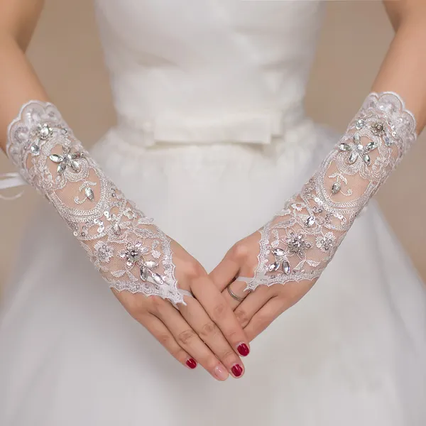 Long Strappy Fingerless Bridal Gloves
