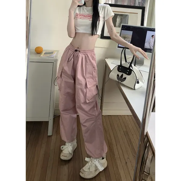 Pink Vintage Straight-Leg Work Pants