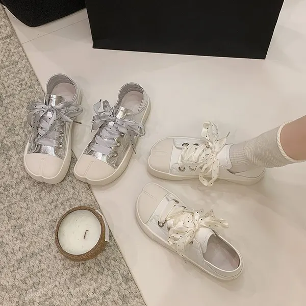 Polka Dot Bow Split-Toe Mule Sneaker