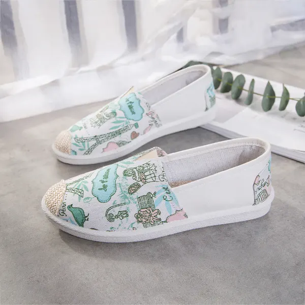 Ethnic Print Canvas Slip-On Sneakers