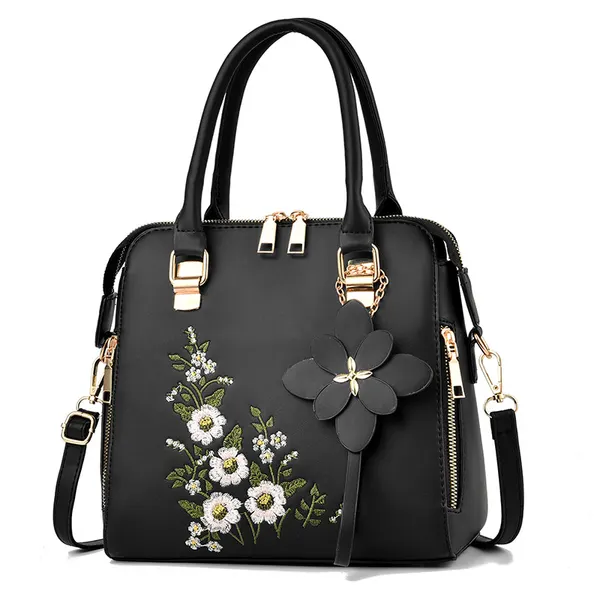Embroidered Floral Shoulder Bag