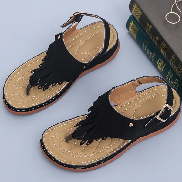 Cutout Wedge Thong Sandals