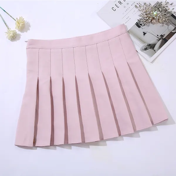Pleated Mini Skirt with Stitch Detail