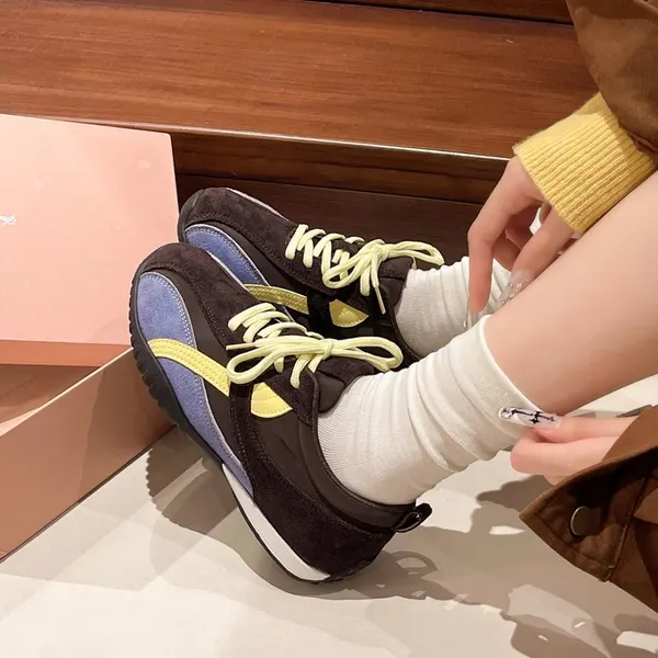 Retro Color Block Lace-Up Trainer