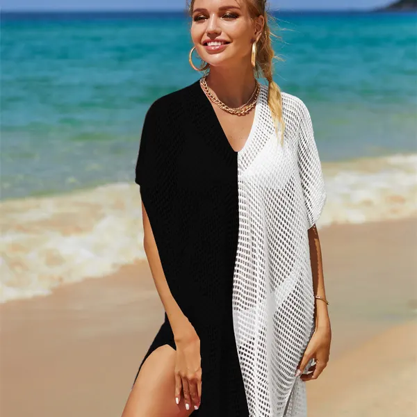 Hollow-Out Knit Beach Cover-Up