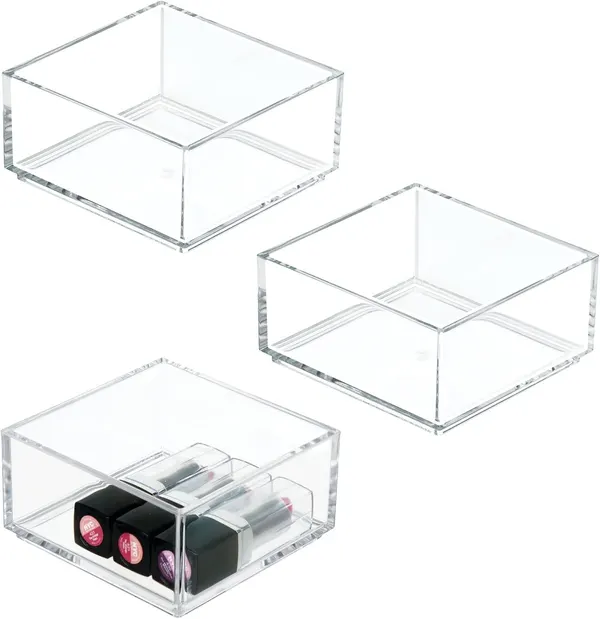 Clear Cosmetic Drawer Organizer Set of 3