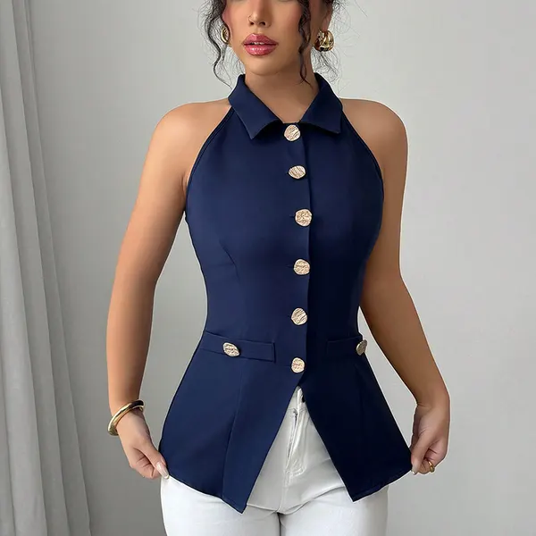 Button-Front Lapel Vest, Slim Fit