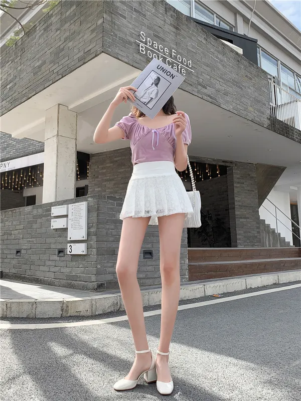 Mini Skirt with Lace and Gauze