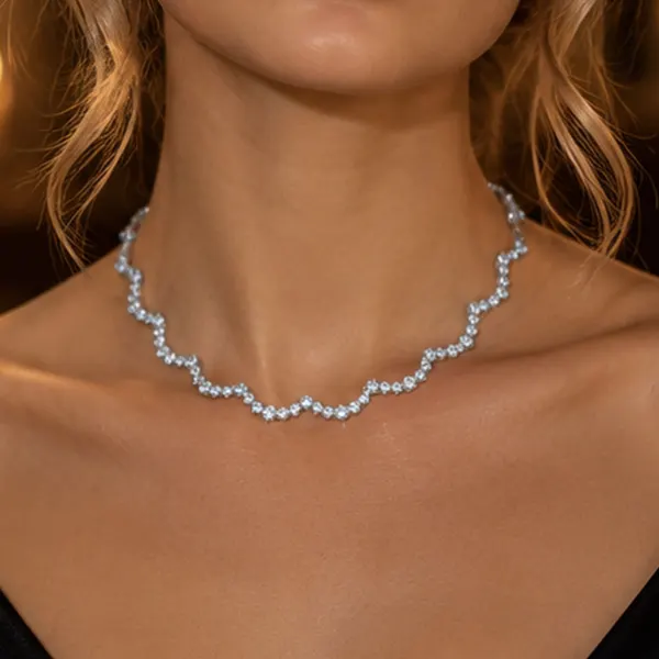 Rhinestone Wave Necklace