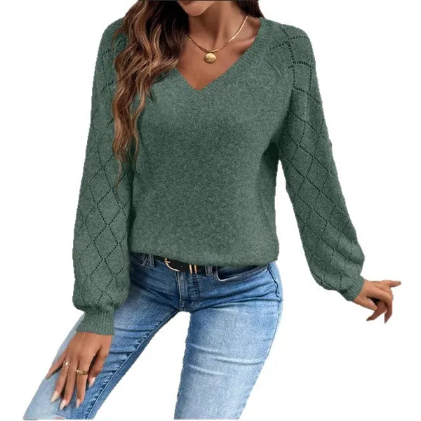 Diamond Knit Puff Sleeve Sweater