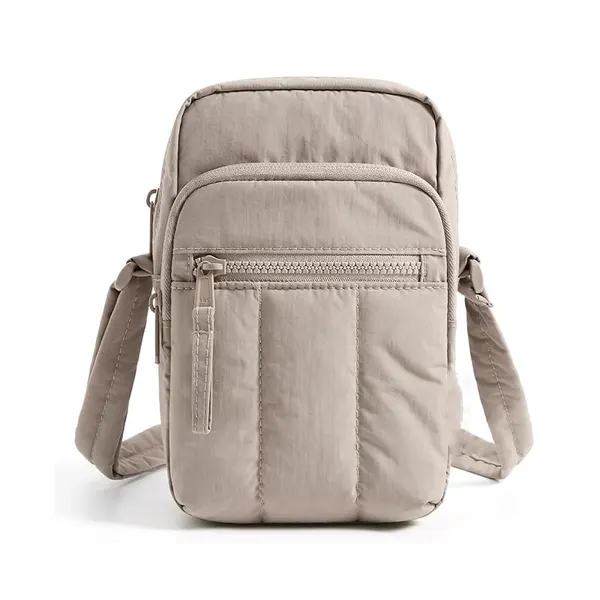 Plaid Nylon Cylindrical Crossbody Bag
