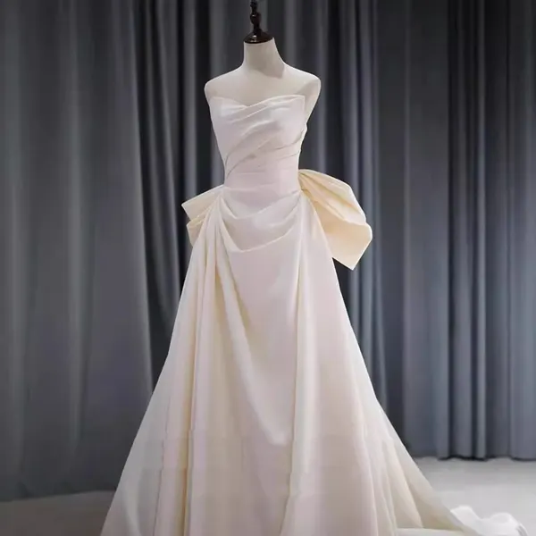 Lace-Accented Long White Dress