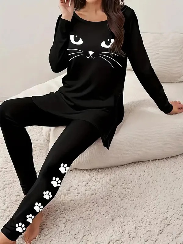 Long-Sleeve Crew-Neck T-Shirt and Pants Set
