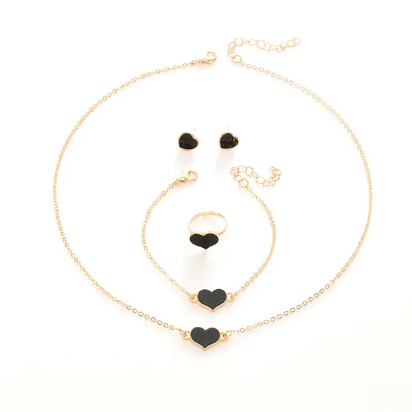 Four-Piece Heart Motif Jewellery Set