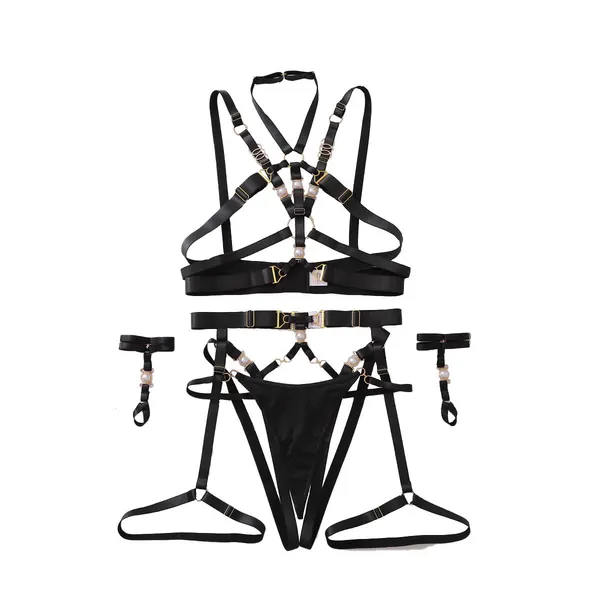 Gem-Embellished Four-Piece Lingerie Set