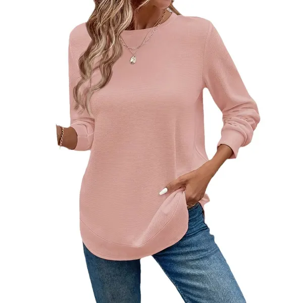 Waffle Texture Long Sleeve Top