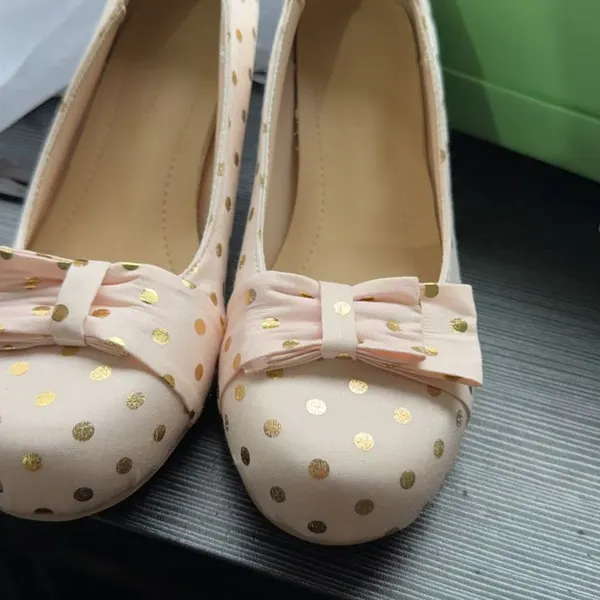 Nude Pink Polka-Dot Chunky Heel