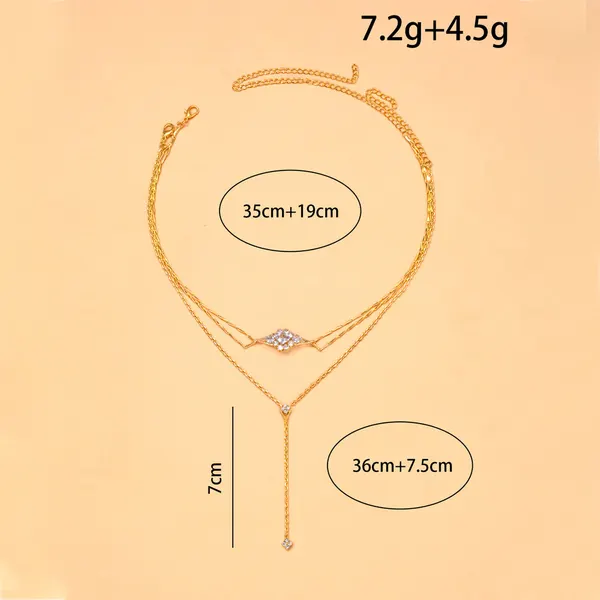 Double Layer Rhinestone Y Necklace
