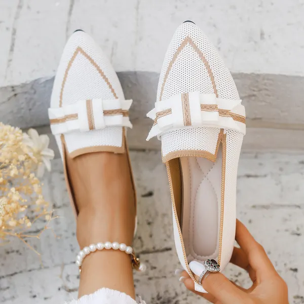 Bowknot Fabric Flat Shoes